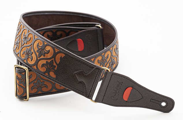 DELUXE Woody bass strap model surface relief reminiscent of old prints, cowboy boots